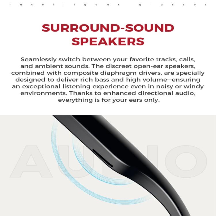 M01 Smart Glasses, with HD Camera, Support Bluetooth Call, AI Intelligent Translation(Black) - Smart Glasses by buy2fix | Online Shopping UK | buy2fix