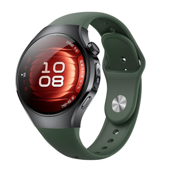 For Huawei Watch 5 46mm Reverse Buckle Silicone Watch Band(Wilderness Green)