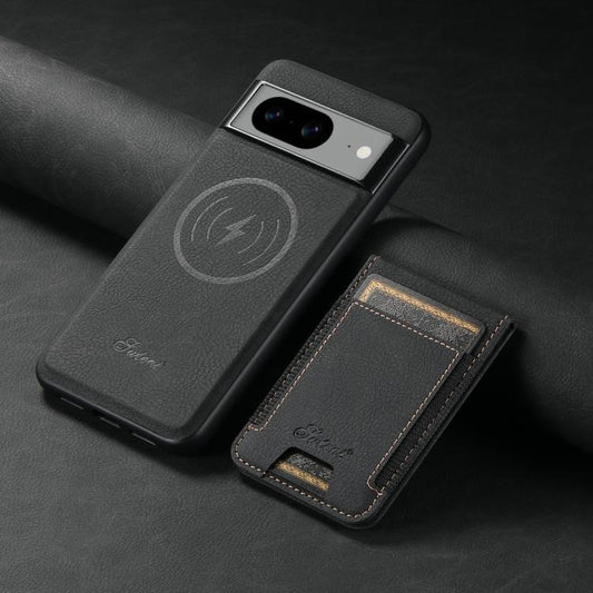 For Google Pixel 10 Suteni H17 Litchi Texture Leather Magnetic Detachable Wallet Phone Case(Black) - Google Cases by Suteni | Online Shopping UK | buy2fix