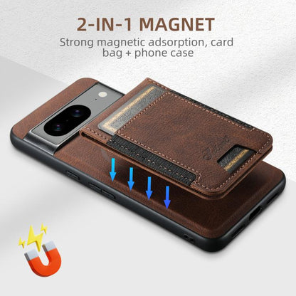 For Google Pixel 10 Suteni H17 Litchi Texture Leather Magnetic Detachable Wallet Phone Case(Brown) - Google Cases by Suteni | Online Shopping UK | buy2fix