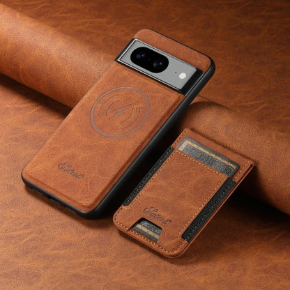 For Google Pixel 10 Suteni H17 Litchi Texture Leather Magnetic Detachable Wallet Phone Case(Khaki) - Google Cases by Suteni | Online Shopping UK | buy2fix