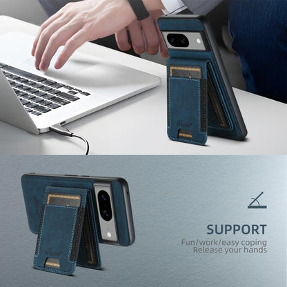 For Google Pixel 10 Suteni H17 Litchi Texture Leather Magnetic Detachable Wallet Phone Case(Blue) - Google Cases by Suteni | Online Shopping UK | buy2fix