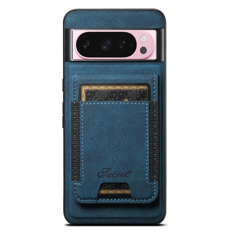 For Google Pixel 10 Pro Suteni H17 Litchi Texture Leather Magnetic Detachable Wallet Phone Case(Blue) - Google Cases by Suteni | Online Shopping UK | buy2fix