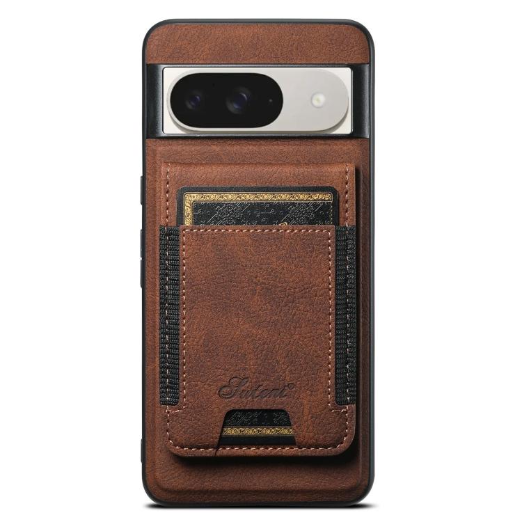 For Google Pixel 10 Pro XL Suteni H17 Litchi Texture Leather Magnetic Detachable Wallet Phone Case(Brown) - Google Cases by Suteni | Online Shopping UK | buy2fix