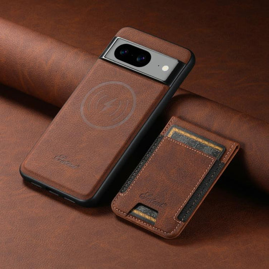 For Google Pixel 10 Pro XL Suteni H17 Litchi Texture Leather Magnetic Detachable Wallet Phone Case(Brown) - Google Cases by Suteni | Online Shopping UK | buy2fix
