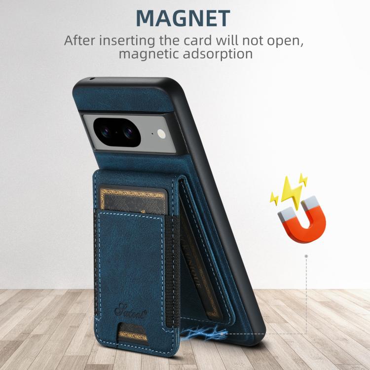 For Google Pixel 10 Pro XL Suteni H17 Litchi Texture Leather Magnetic Detachable Wallet Phone Case(Blue) - Google Cases by Suteni | Online Shopping UK | buy2fix