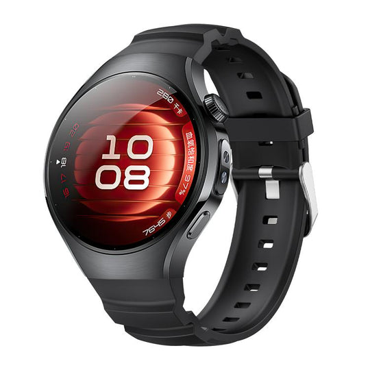 For Huawei Watch 5 42mm Metal Pin Buckle Silicone Watch Band(Black)