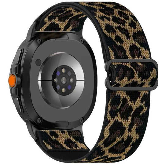 For Galaxy Watch9 / 8 / 8 Classic Ethnic Style Elastic Nylon Braided Watch Band(Leopard)