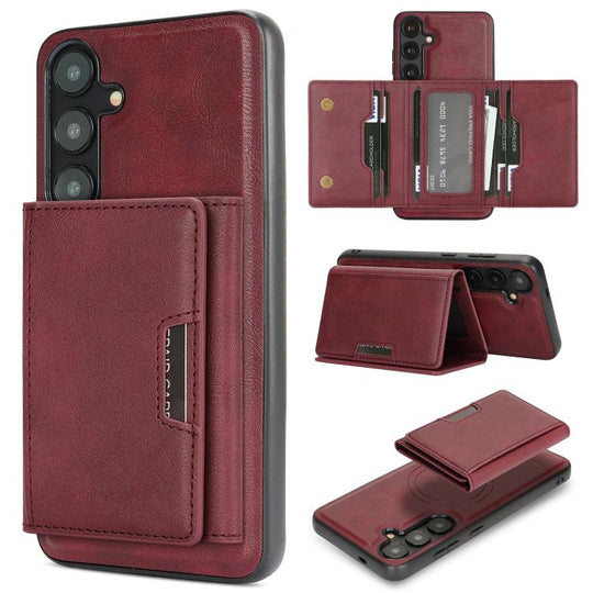 For Samsung Galaxy S25+ 5G Kalebol Strong Magnetic MagSafe Tri-Fold Wallet Leather Phone Case(Red)