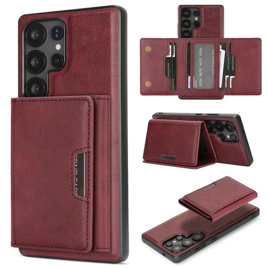For Samsung Galaxy S24 Ultra 5G Kalebol Strong Magnetic MagSafe Tri-Fold Wallet Leather Phone Case(Red)