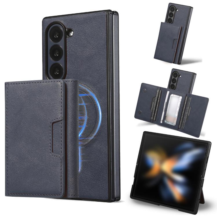 For Samsung Galaxy Z Fold7 Kalebol Strong Magnetic MagSafe Tri-Fold Wallet Leather Phone Case(Blue) - Galaxy Z Fold7 5G Cases by Kalebol | Online Shopping UK | buy2fix