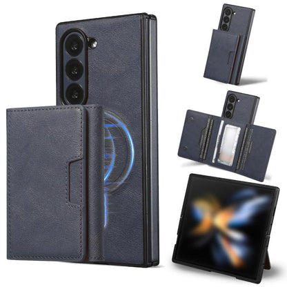 For Samsung Galaxy Z Fold7 Kalebol Strong Magnetic MagSafe Tri-Fold Wallet Leather Phone Case(Blue) - Galaxy Z Fold7 5G Cases by Kalebol | Online Shopping UK | buy2fix