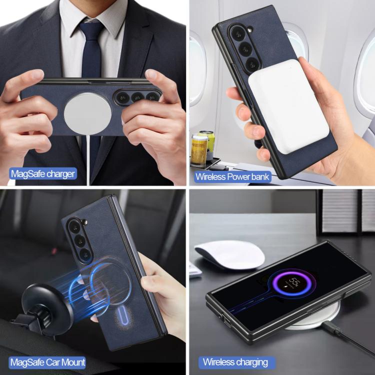 For Samsung Galaxy Z Fold7 Kalebol Strong Magnetic MagSafe Tri-Fold Wallet Leather Phone Case(Blue) - Galaxy Z Fold7 5G Cases by Kalebol | Online Shopping UK | buy2fix