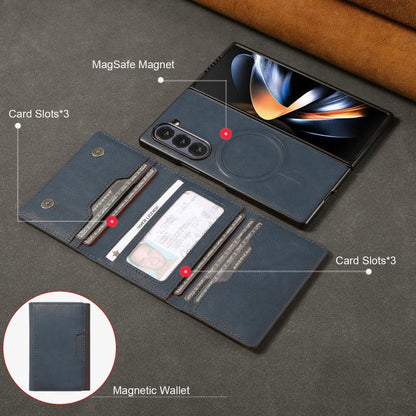 For Samsung Galaxy Z Fold7 Kalebol Strong Magnetic MagSafe Tri-Fold Wallet Leather Phone Case(Blue) - Galaxy Z Fold7 5G Cases by Kalebol | Online Shopping UK | buy2fix