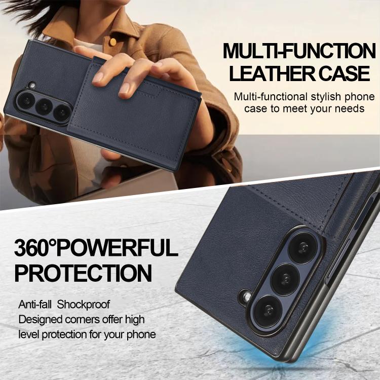 For Samsung Galaxy Z Fold7 Kalebol Strong Magnetic MagSafe Tri-Fold Wallet Leather Phone Case(Blue) - Galaxy Z Fold7 5G Cases by Kalebol | Online Shopping UK | buy2fix