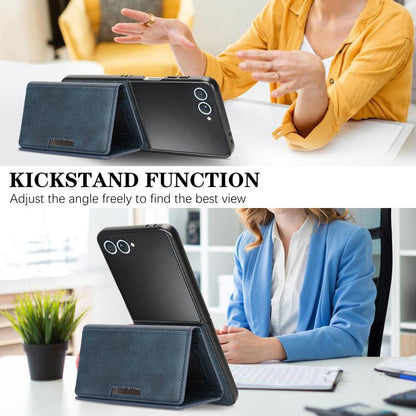 For Samsung Galaxy Z Flip7 Kalebol Strong Magnetic MagSafe Tri-Fold Wallet Leather Phone Case(Blue) - Galaxy Z Flip7 5G Cases by Kalebol | Online Shopping UK | buy2fix