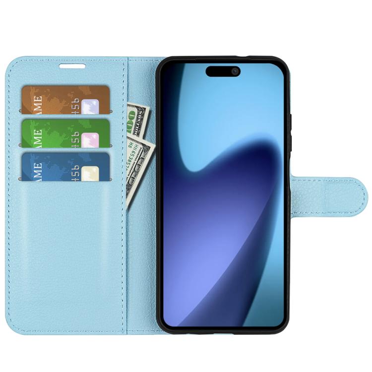 For iPhone Air Litchi Texture Horizontal Flip Leather Phone Case with Holder(Blue) - iPhone Air Cases by buy2fix | Online Shopping UK | buy2fix