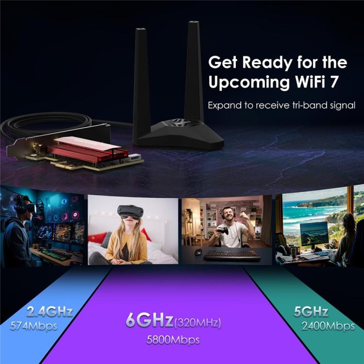 WAVLINK WN685BE3-A Tri-Band BE200 Wireless Adapter Desktop PC WiFi 7 BE8800 Pcie Card - USB Network Adapter by WAVLINK | Online Shopping UK | buy2fix