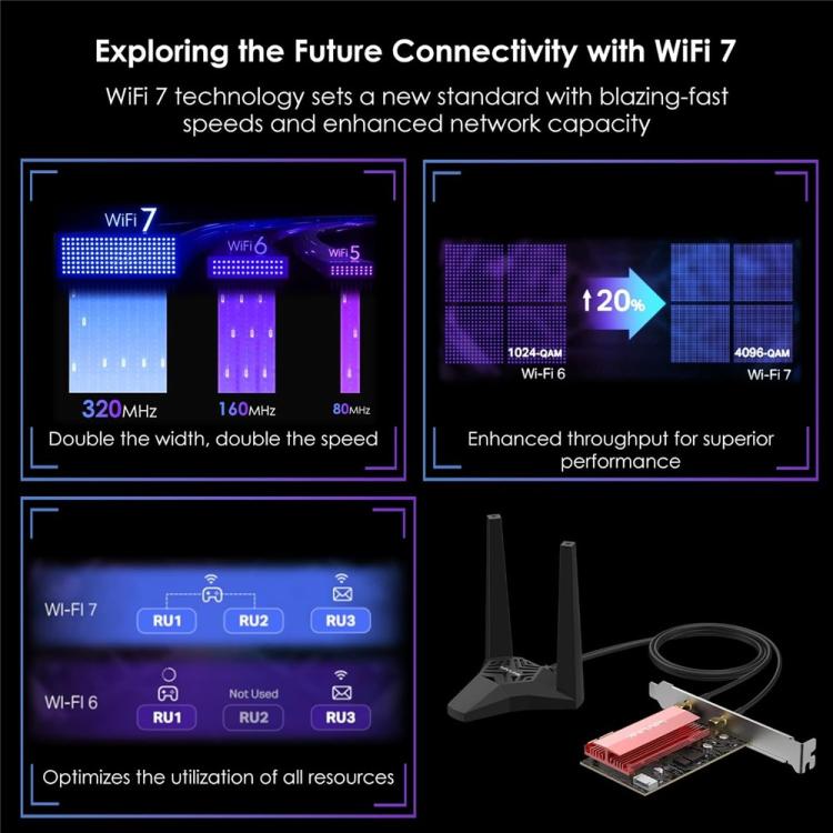 WAVLINK WN685BE3-A Tri-Band BE200 Wireless Adapter Desktop PC WiFi 7 BE8800 Pcie Card - USB Network Adapter by WAVLINK | Online Shopping UK | buy2fix