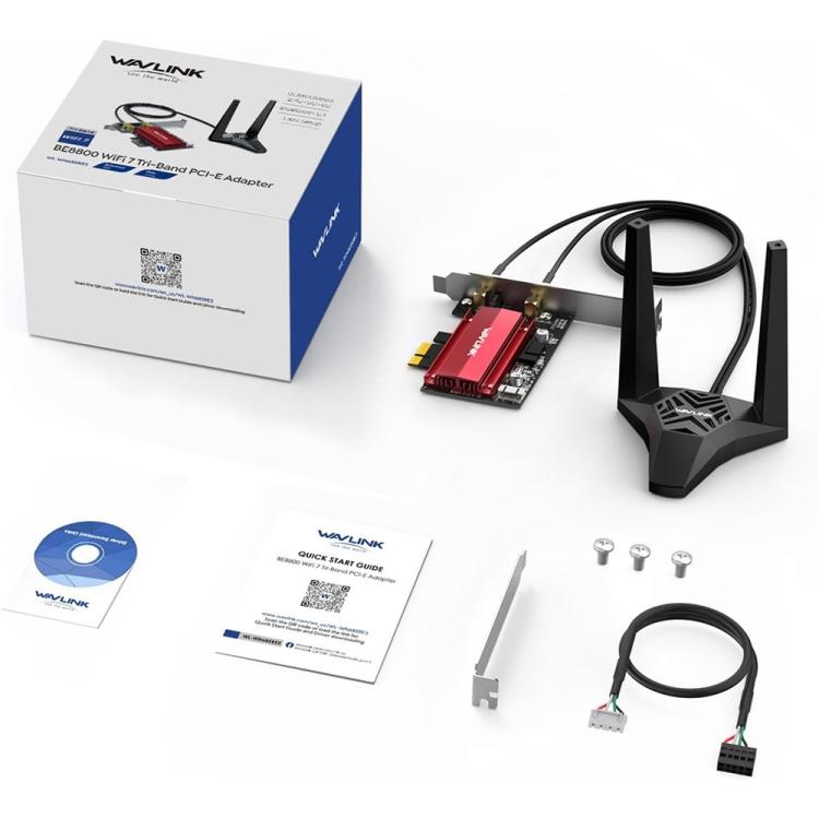 WAVLINK WN685BE3-A Tri-Band BE200 Wireless Adapter Desktop PC WiFi 7 BE8800 Pcie Card - USB Network Adapter by WAVLINK | Online Shopping UK | buy2fix