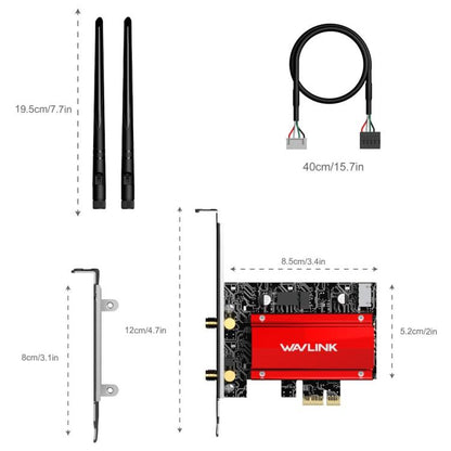 WAVLINK WN685BE3-B BE8800 2.4GHz 5GHz 6GHz WiFi 7 Tri-Band PCI-E Wireless Network Card - USB Network Adapter by WAVLINK | Online Shopping UK | buy2fix