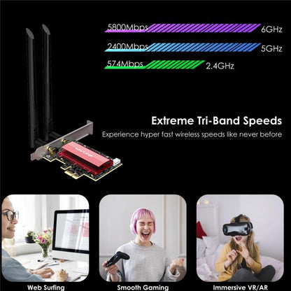 WAVLINK WN685BE3-B BE8800 2.4GHz 5GHz 6GHz WiFi 7 Tri-Band PCI-E Wireless Network Card - USB Network Adapter by WAVLINK | Online Shopping UK | buy2fix