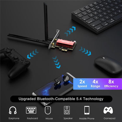 WAVLINK WN685BE3-B BE8800 2.4GHz 5GHz 6GHz WiFi 7 Tri-Band PCI-E Wireless Network Card - USB Network Adapter by WAVLINK | Online Shopping UK | buy2fix