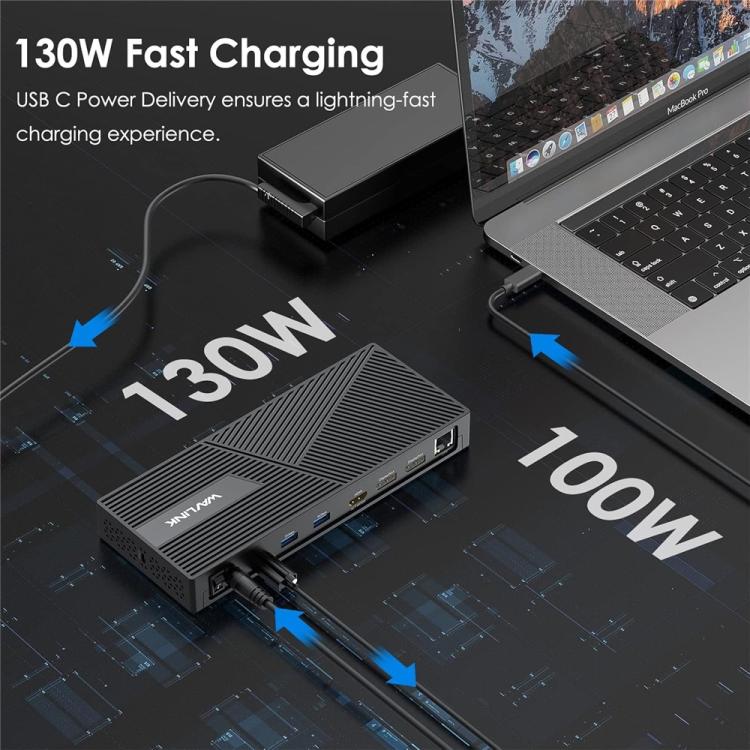 WAVLINK UG69PD24 12-in-1 PD 100W Charging Displaylink Docking Station For Thunderbolt 4 / 3(EU Plug) -  by WAVLINK | Online Shopping UK | buy2fix