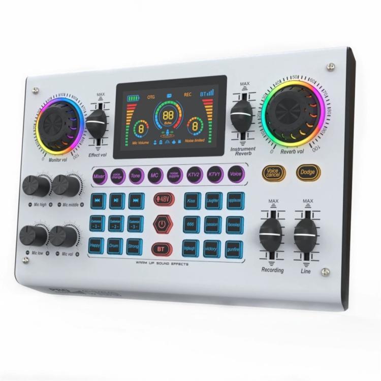 C100 Pro For Streaming / Recording 5 Sound Effects Portable Live Sound Card Audio Mixer(White) - Live Sound Effects Processors by buy2fix | Online Shopping UK | buy2fix