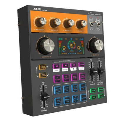 C200 For Live Streaming / Singing Sound Card Audio Mixer Bluetooth Adjustable Mixing Console(Black) - Live Sound Effects Processors by buy2fix | Online Shopping UK | buy2fix