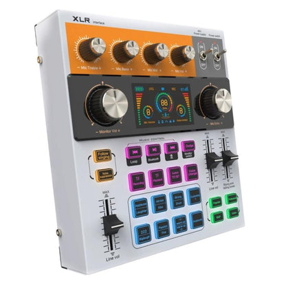 C200 For Live Streaming / Singing Sound Card Audio Mixer Bluetooth Adjustable Mixing Console(White) - Live Sound Effects Processors by buy2fix | Online Shopping UK | buy2fix