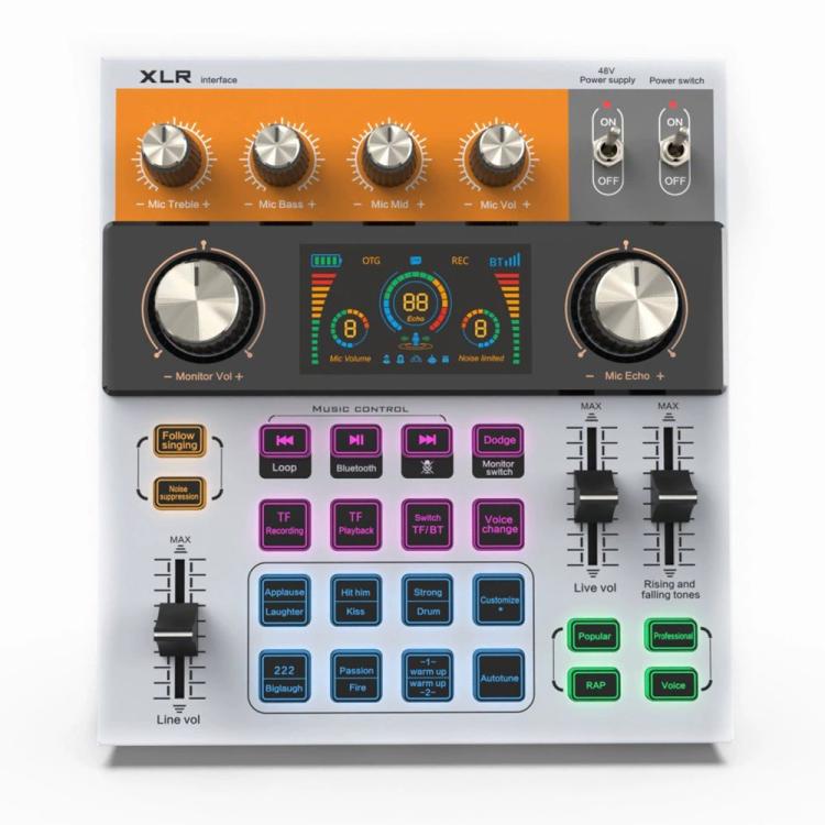 C200 For Live Streaming / Singing Sound Card Audio Mixer Bluetooth Adjustable Mixing Console(White) - Live Sound Effects Processors by buy2fix | Online Shopping UK | buy2fix