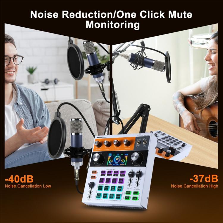 C200 For Live Streaming / Singing Sound Card Audio Mixer Bluetooth Adjustable Mixing Console(White) - Live Sound Effects Processors by buy2fix | Online Shopping UK | buy2fix