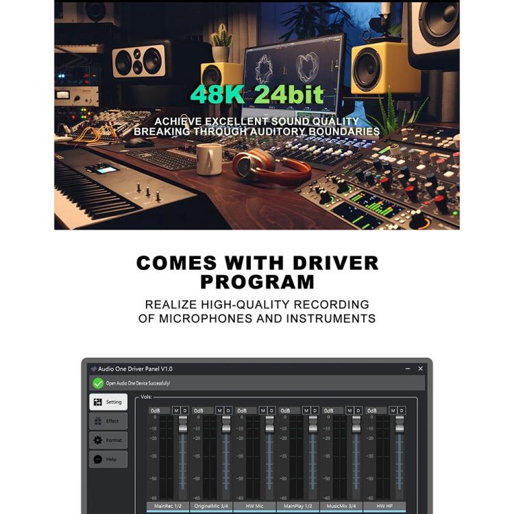 Solo3 24 Bit 2 In 2 Out Professional Audio Sound Card Recording Device - Live Sound Effects Processors by buy2fix | Online Shopping UK | buy2fix