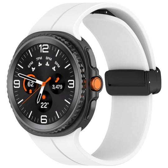 For Galaxy Watch9 / 8 / 8 Classic Folding Magnetic Buckle Silicone Watch Band(White)