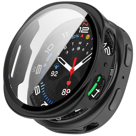 For Galaxy Watch9 / 8 44mm Tempered Film Integrated PC Watch Cover(Glossy Black)