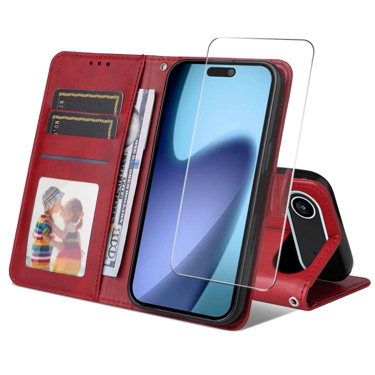 For iPhone Air ENKAY Card Wallet Calf Texture Leather Phone Case with Thickened Glue No White Edge Film(Red) - iPhone Air Cases by ENKAY | Online Shopping UK | buy2fix