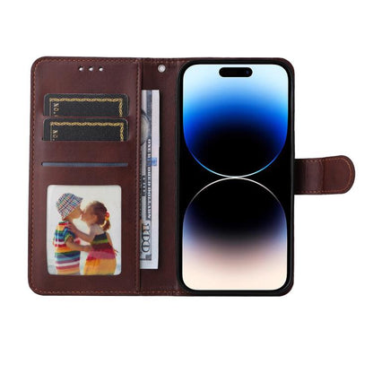 For iPhone 16 Pro ENKAY Card Wallet Calf Texture Leather Phone Case with Thickened Glue No White Edge Film(Brown) - iPhone 16 Pro Cases by ENKAY | Online Shopping UK | buy2fix