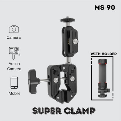 JMARY MS-90 For Action Cameras Super Clamp Mount Magic Arm Double Ball Head Adapter - Holder by Jmary | Online Shopping UK | buy2fix