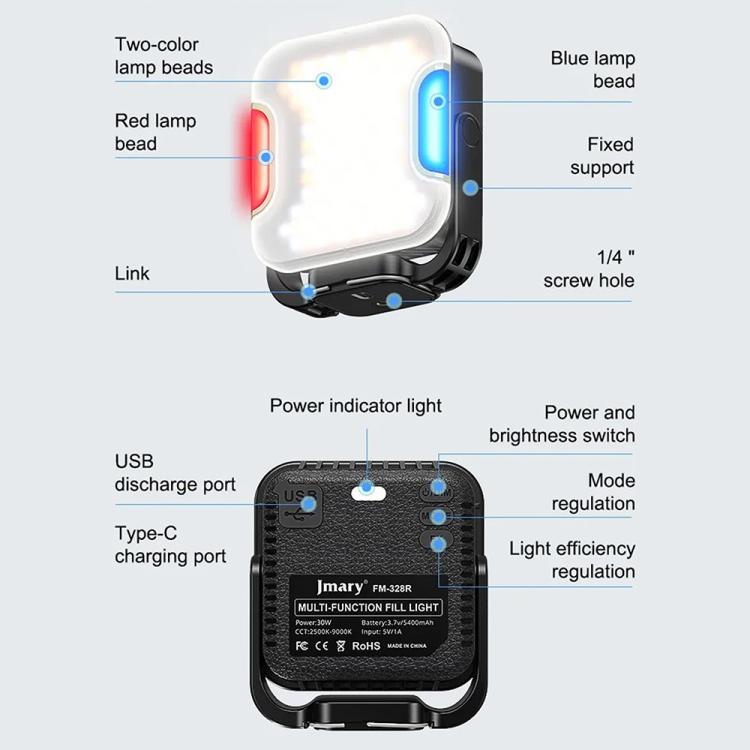 JMARY FM-328R Adjustable Color Temperature Outdoor Camping LED Light Portable Video Fill Light -  by Jmary | Online Shopping UK | buy2fix
