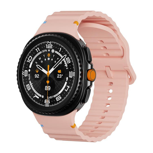 For Galaxy Watch9 / 8 / 8 Classic Wavy Grain Stitched Color Buckle Silicone Watch Band(Pink)