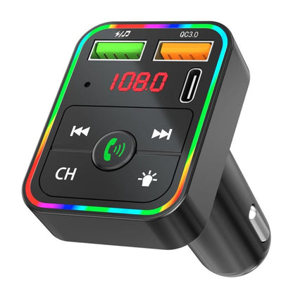 PDF2 With Ambient Light Fast Charger FM Transmitter Bluetooth Hands Free Call MP3 Player - Bluetooth Car Kits by buy2fix | Online Shopping UK | buy2fix