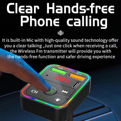 PDF2 With Ambient Light Fast Charger FM Transmitter Bluetooth Hands Free Call MP3 Player - Bluetooth Car Kits by buy2fix | Online Shopping UK | buy2fix