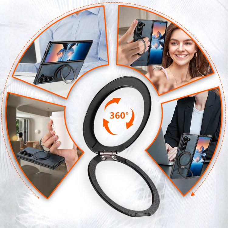 For Samsung Galaxy Z Fold7 5G Suteni G3 Oil Wax 360 Rotation Holder MagSafe Back Phone Case(Blue) - Galaxy Z Fold7 5G Cases by Suteni | Online Shopping UK | buy2fix