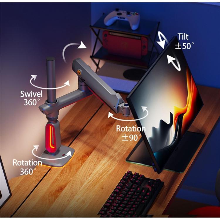 NORTH BAYOU L70 RGB Lighting Gaming Monitor Adjustable Arm Stand Curved Monitors Bracket - TV Brackets & Mounts by buy2fix | Online Shopping UK | buy2fix