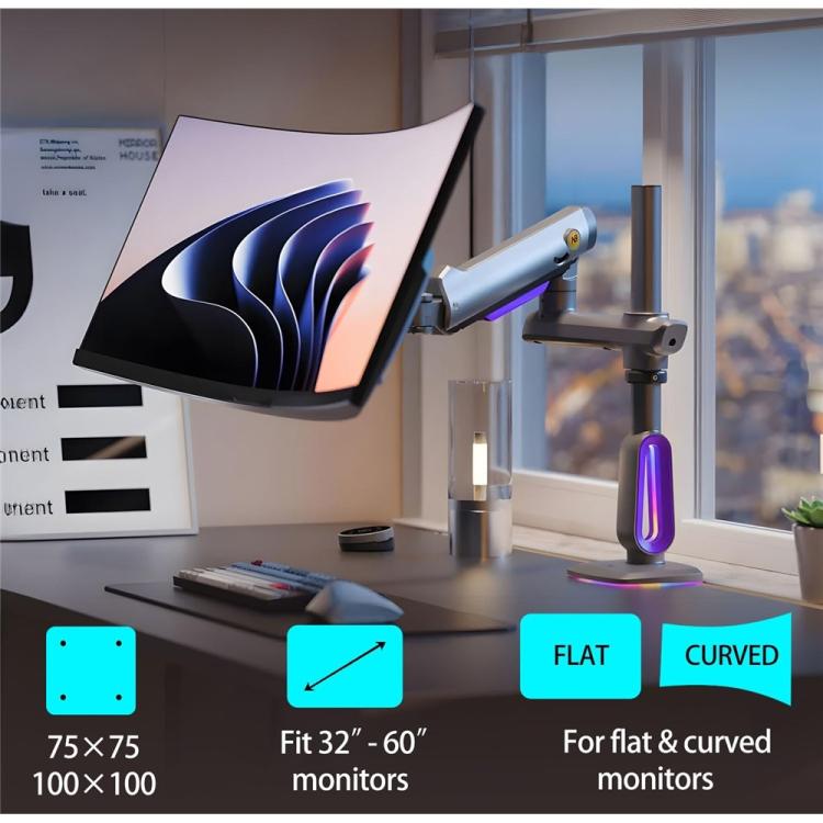 NORTH BAYOU G80 32-60 inch Curved Display Gaming Monitor Desk Stand Monitor Support Arm - TV Brackets & Mounts by buy2fix | Online Shopping UK | buy2fix
