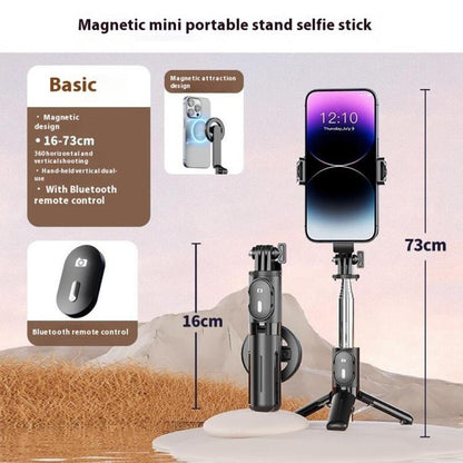 P08Y Pro Portable Travel Selfie Stick Tripod Mini Magsafe Phone Stand with Remote Control(Black) - Selfie Sticks by buy2fix | Online Shopping UK | buy2fix