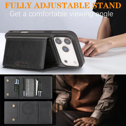 For iPhone 17 Pro Max Kalebol Strong Magnetic MagSafe Tri-Fold Wallet Leather Phone Case(Black) - iPhone 17 Pro Max Cases by Kalebol | Online Shopping UK | buy2fix