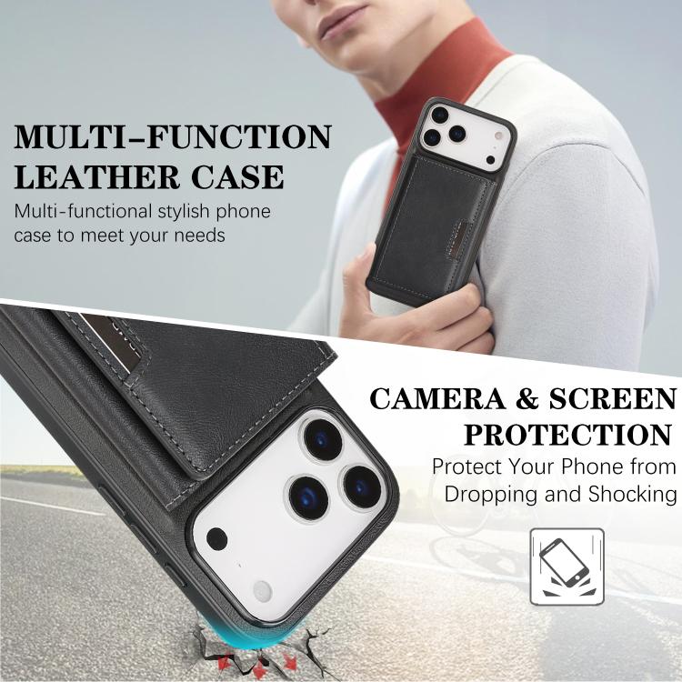 For iPhone 17 Pro Max Kalebol Strong Magnetic MagSafe Tri-Fold Wallet Leather Phone Case(Black) - iPhone 17 Pro Max Cases by Kalebol | Online Shopping UK | buy2fix