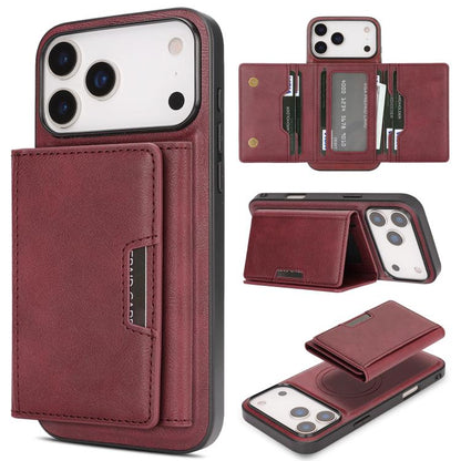 For iPhone 17 Pro Max Kalebol Strong Magnetic MagSafe Tri-Fold Wallet Leather Phone Case(Red) - iPhone 17 Pro Max Cases by Kalebol | Online Shopping UK | buy2fix